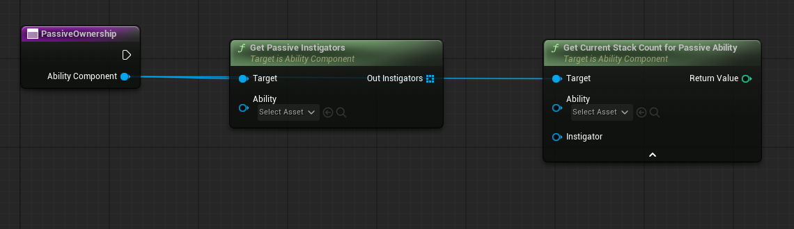 Get Passive Instigators and Get Current Stack Count for Passive Ability expose per-instigator query controls.